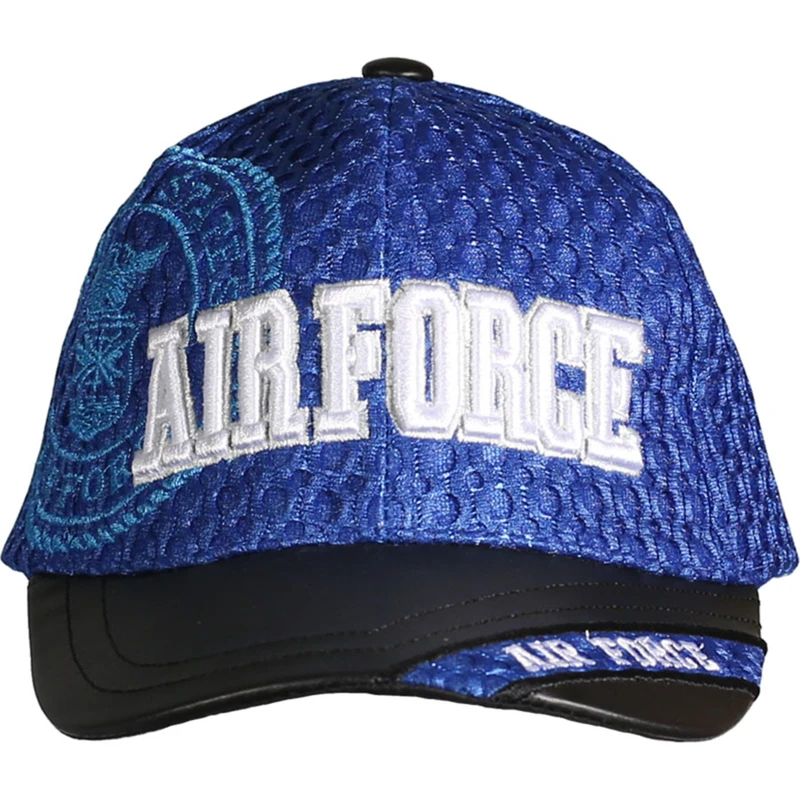 Logo Baseball Cap Royal Blue With Leather Brim - One Size Fits All
