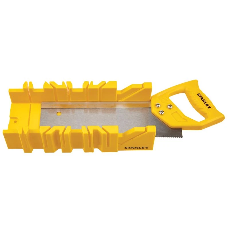 11 In. Plastic Miter Box With Saw, Yellow, Model Stht20361