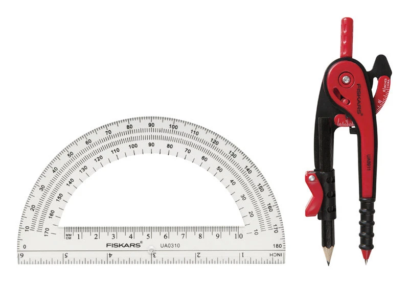 12 Inch Pencil Compass With Protractor Set - 3 Pieces