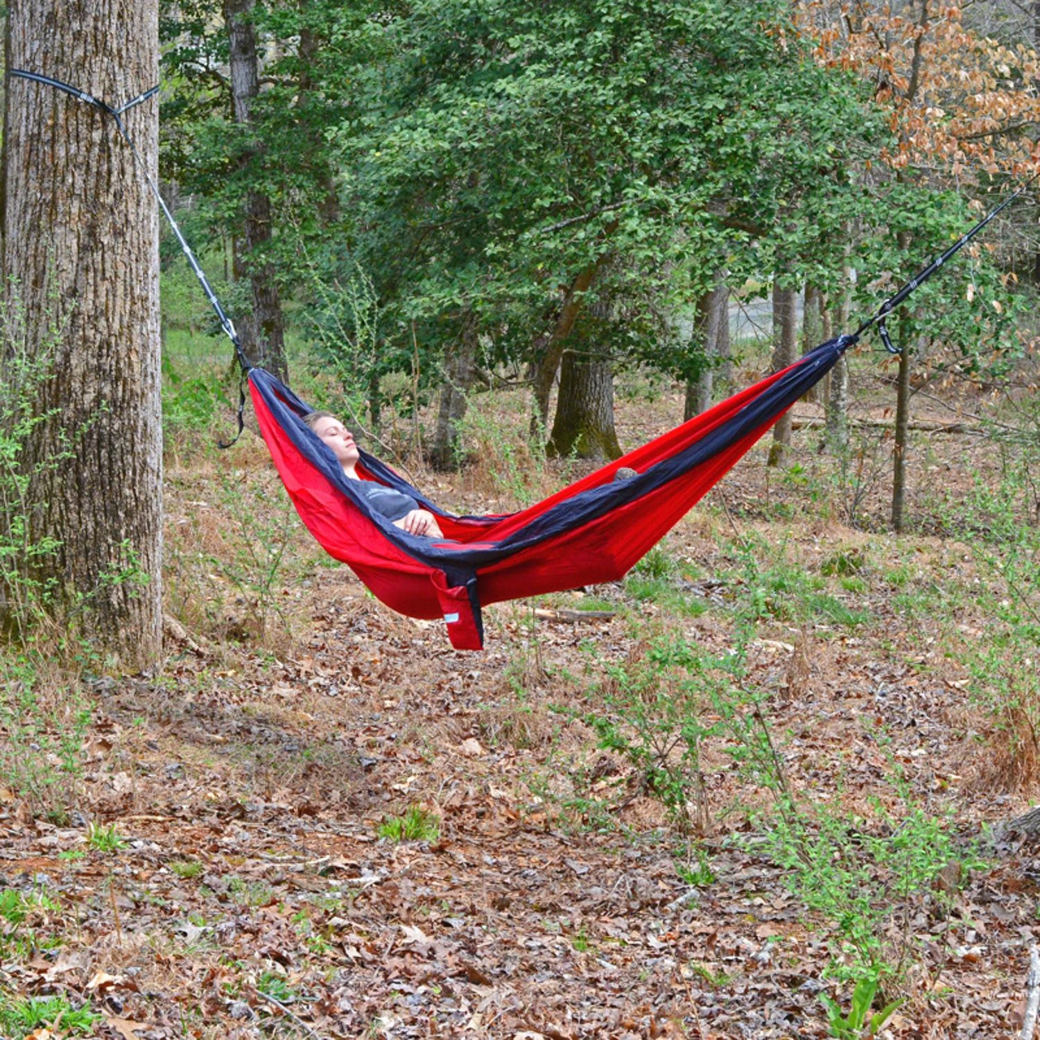 79 In. W X 10 Ft. L Red Nylon Hammock With Hanging Straps