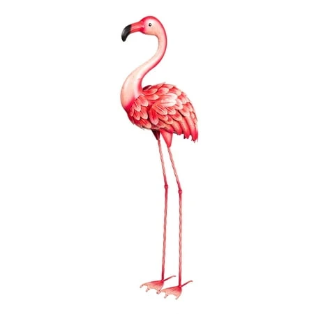 37.5" H METAL FLAMINGO GARDEN STATUARY