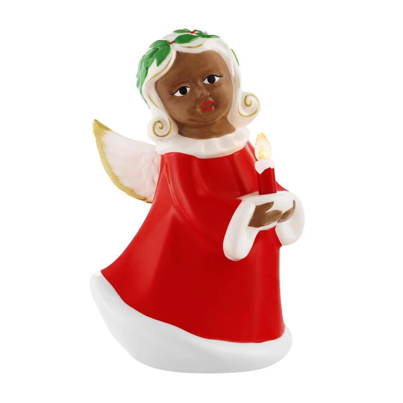 Led Ceramic African American Angel Figurine 9 Inch Decorative Accent