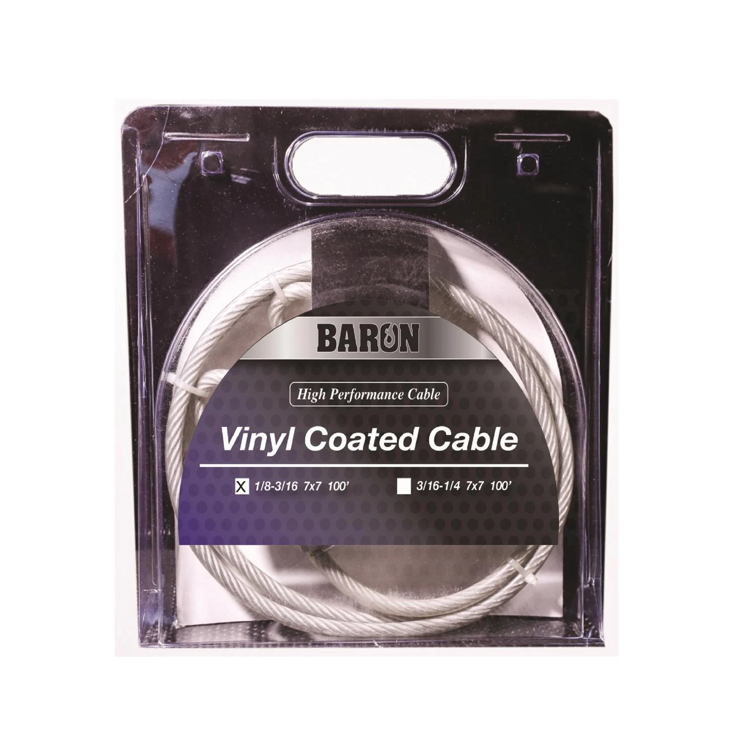 Vinyl Coated Galvanized Steel 1/8-3/16 In. D X 100 Ft. L Aircraft Cable
