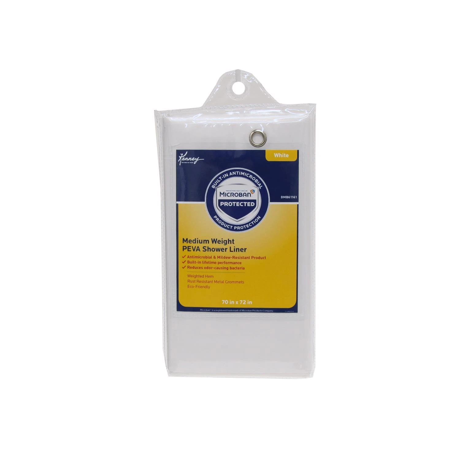 72 In. H X 70 In. W White Peva Shower Curtain Liner With Microban Technology