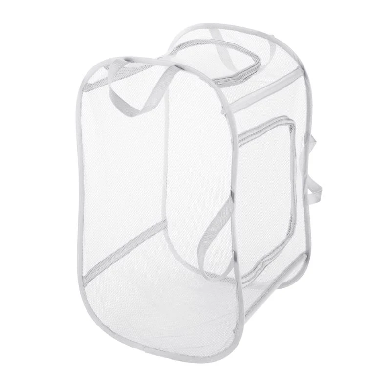 White Fabric Collapsible Hamper - 25" Height, 15" Length, 15" Width