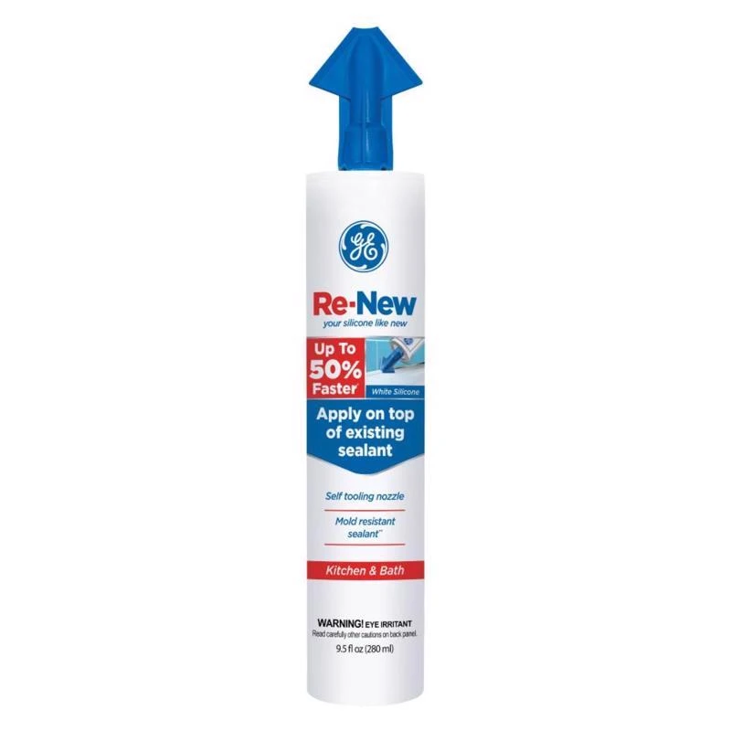 Re-new White Silicone Kitchen And Bath Caulk Sealant 9.5 Oz - Moisture Resistant, Flexible