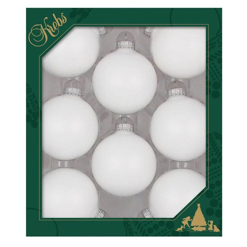 Classic White Velvet Ball Ornaments 3 Inch - Set Of 8