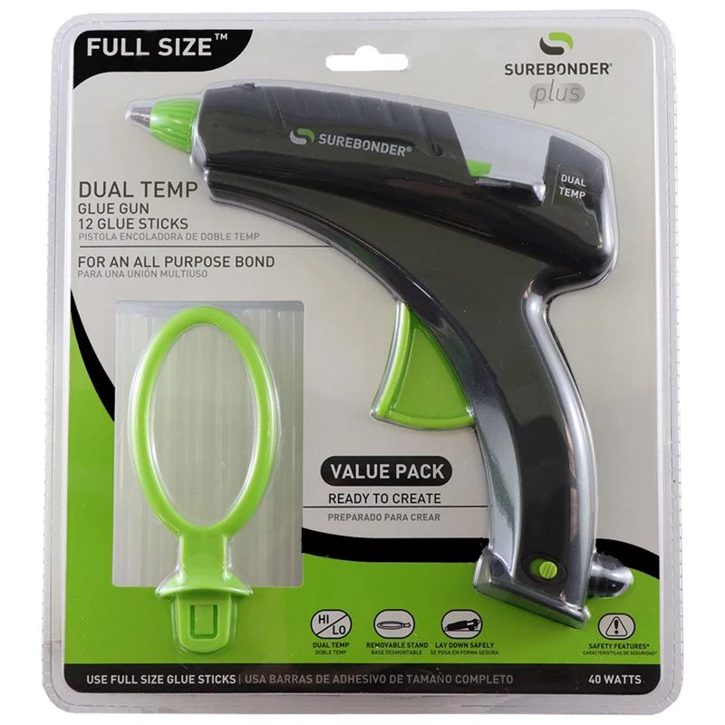 Plus 40 Watt Dual Temperature Glue Gun Kit With Built-in Stand