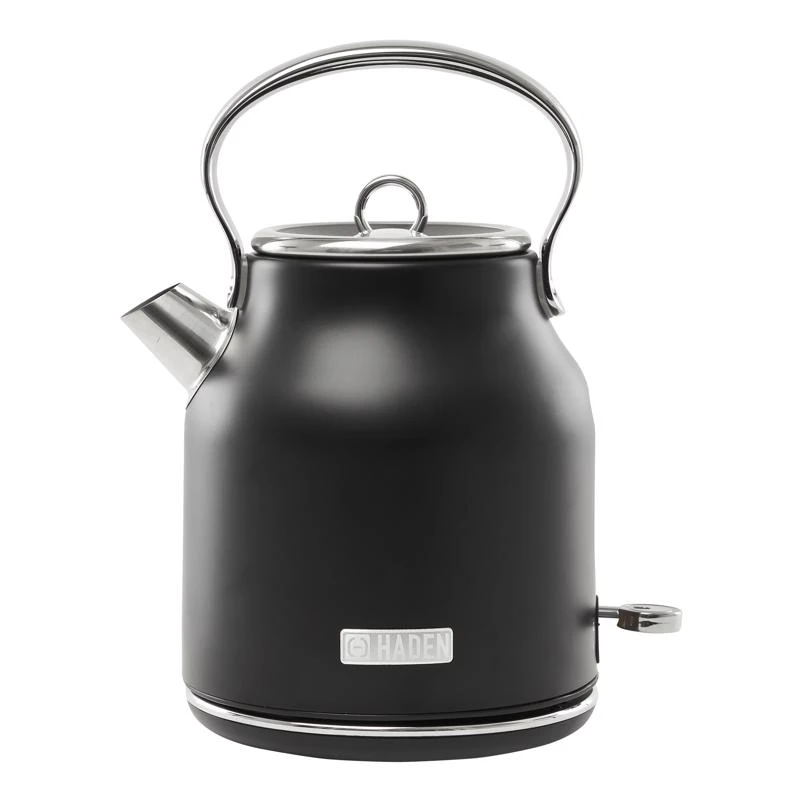 Heritage Black Retro Stainless Steel 1.7 Liter Electric Tea Kettle