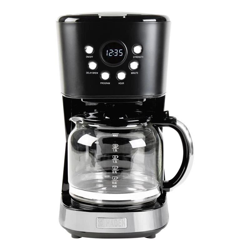 12 Cup Black Programmable Coffee Maker With Built-in Timer And Keep Warm Setting