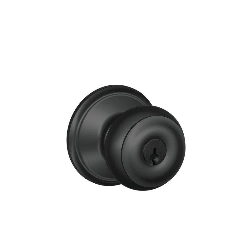 F-series Georgian Matte Black Entry Knob - Right Or Left Handed, Grade 2
