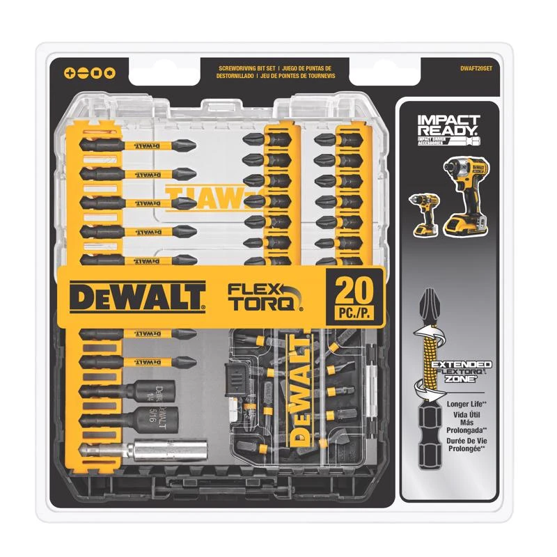 20-Piece FlexTorq Driver Bit Set with Durable Construction for Versatile Use