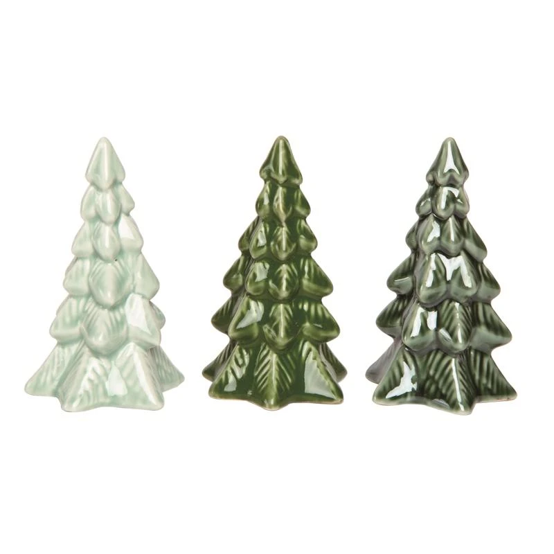 Transpac Assorted Iridescent Figurine 4 In. - Ceramic Christmas Tree Decor
