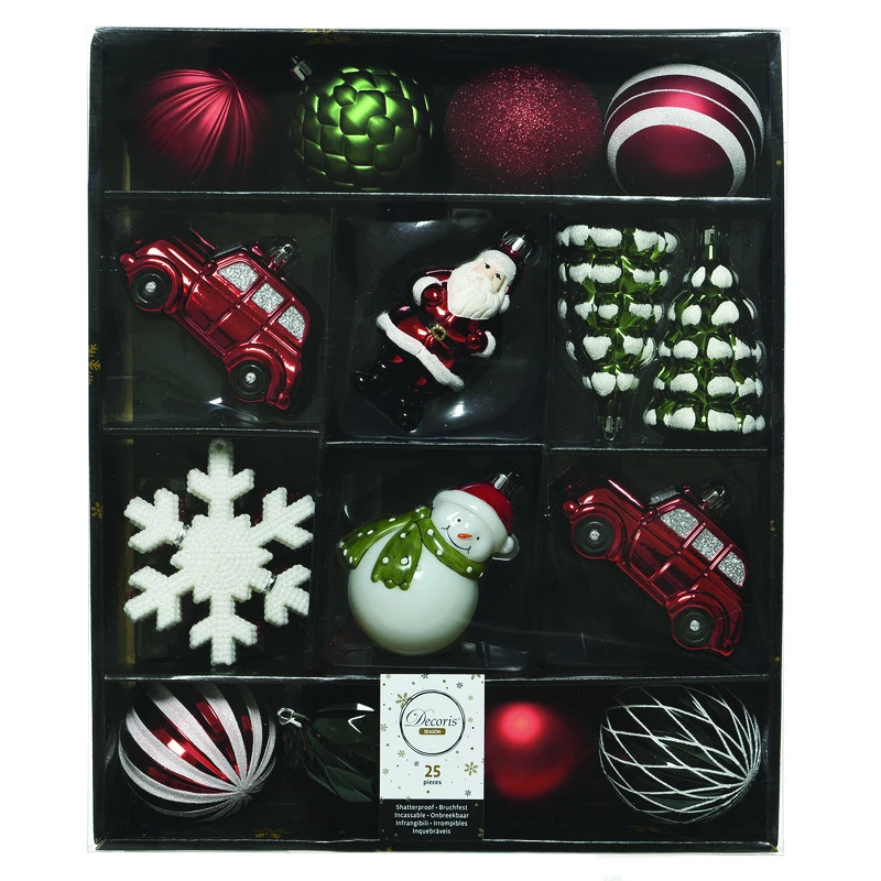 Assorted Shatterproof Christmas Ornaments - 25 Pieces, 17.15 In Height