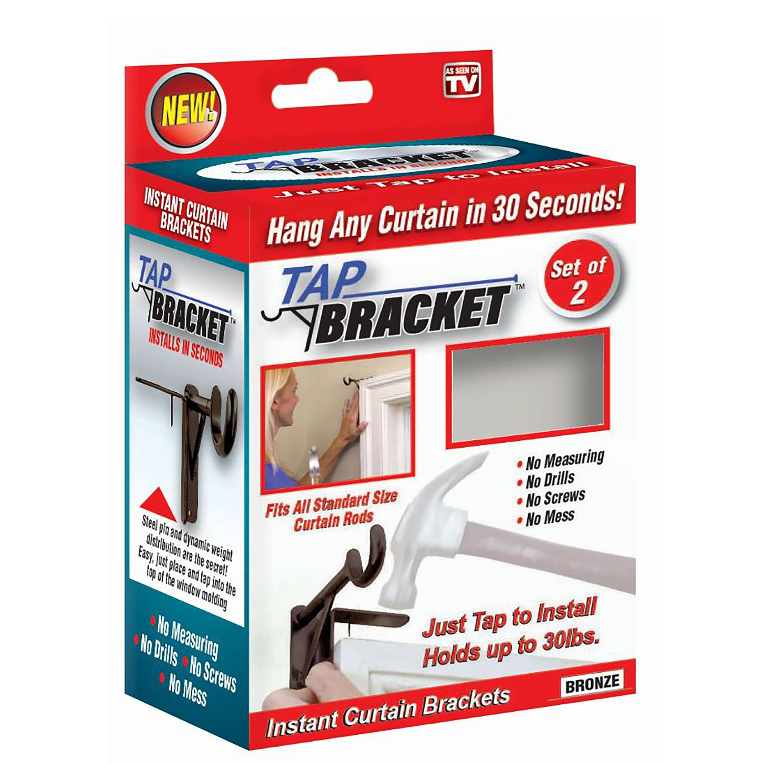 As Seen On Tv Bronze Steel Curtain Bracket 30 Lb Capacity