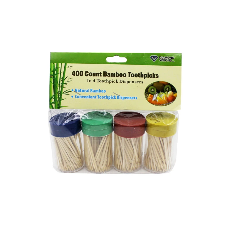 Bamboo Toothpicks With Containers - 400 Count