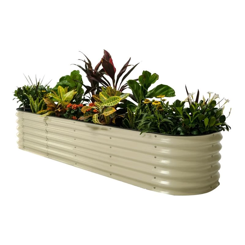 17 In. H Metal Modular Raised Garden Bed In Pearl Color