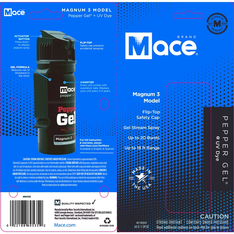 Mace Magnum 3 Black Aluminum/plastic Gel Pepper Spray - 8.85 In Height