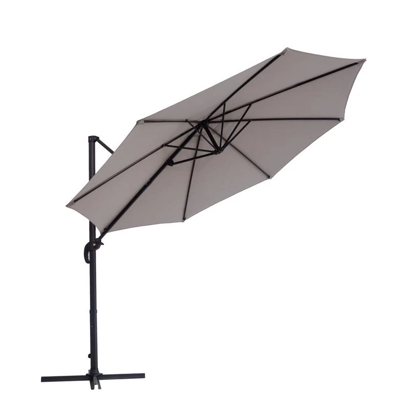 10 Ft. Beige Offset Tiltable Patio Umbrella With Aluminum Pole