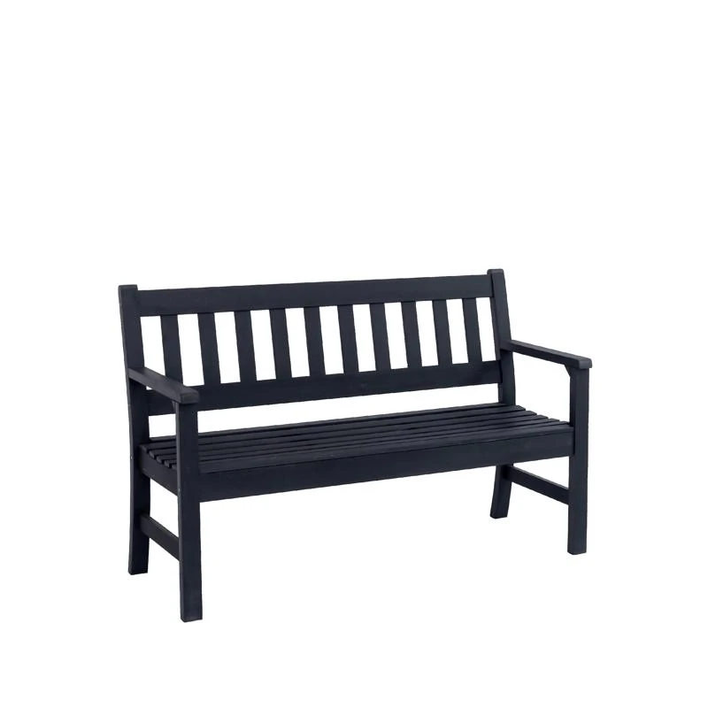 Faux Gray Wood Frame Slat Bench For Outdoor Seating