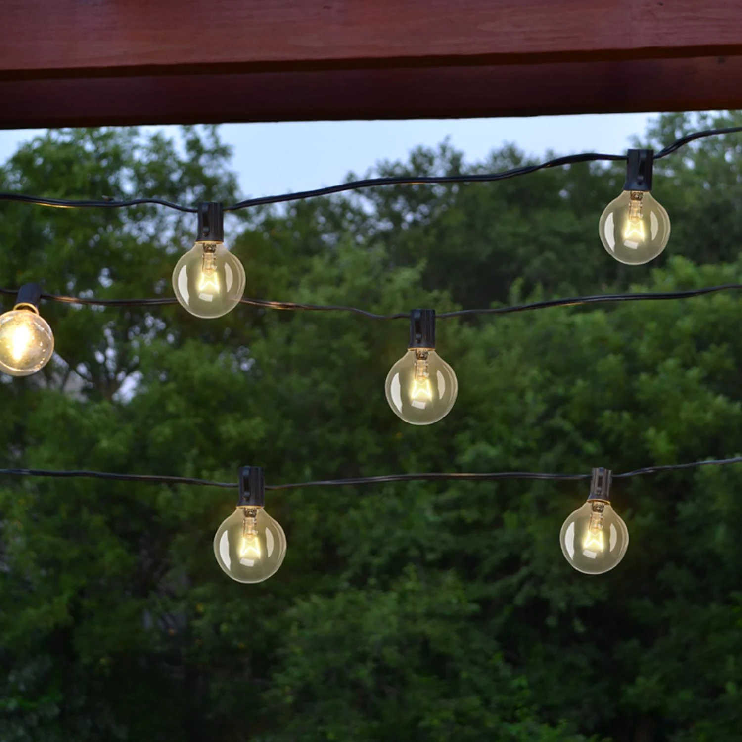 Incandescent G40 Light Set Clear 10 Ft. With 20 Lights For Indoor And Outdoor Use