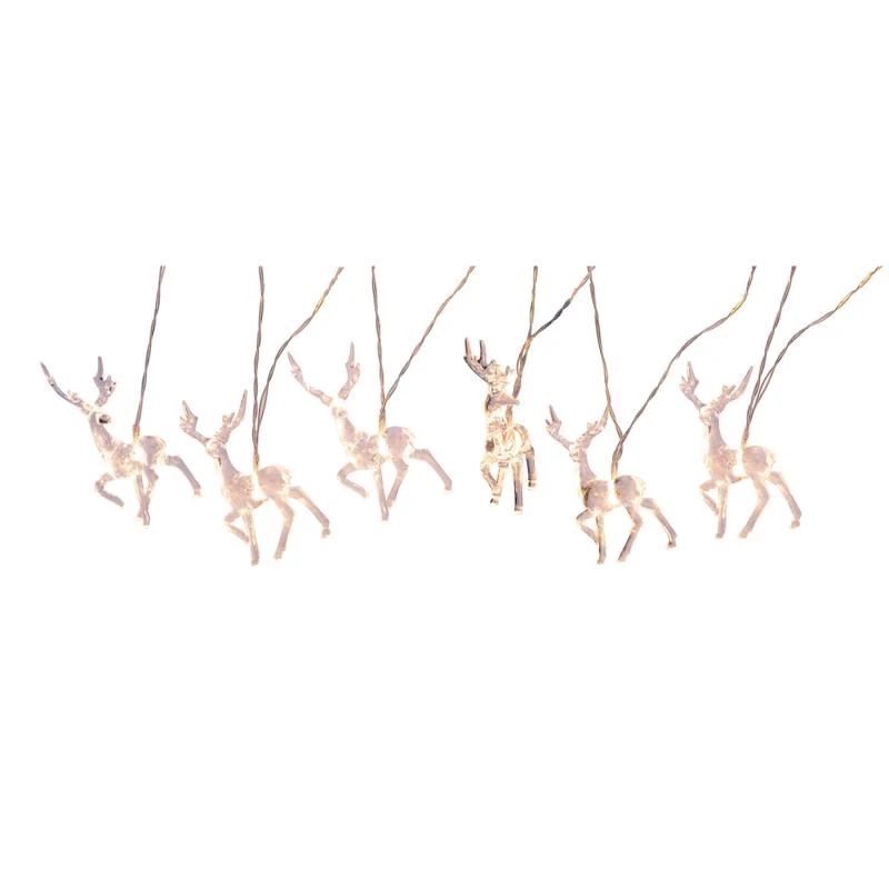 Led Warm White 10 Count String Christmas Lights With Reindeer Design
