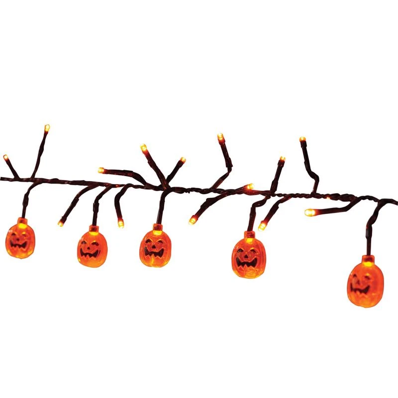 120 Count 9 Feet Led Pumpkin Lights For Halloween Decoration