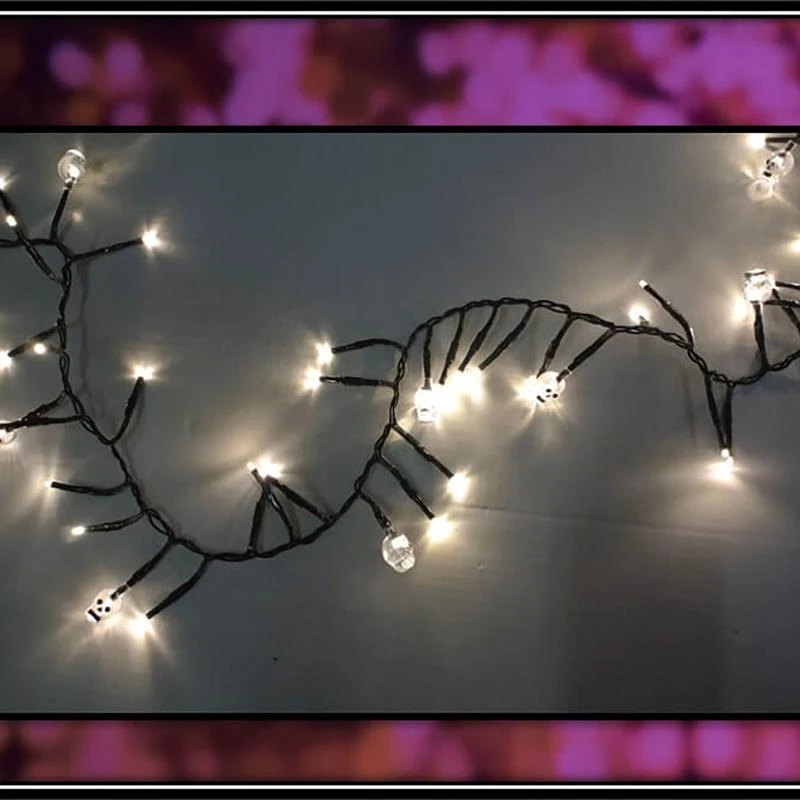 Warm White 120 Count 9 Foot Led Skull Lights For Halloween