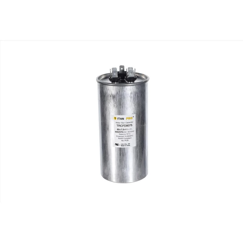 80+7.5 Mfd 440 V Round Run Capacitor For Ducted And Ductless Systems