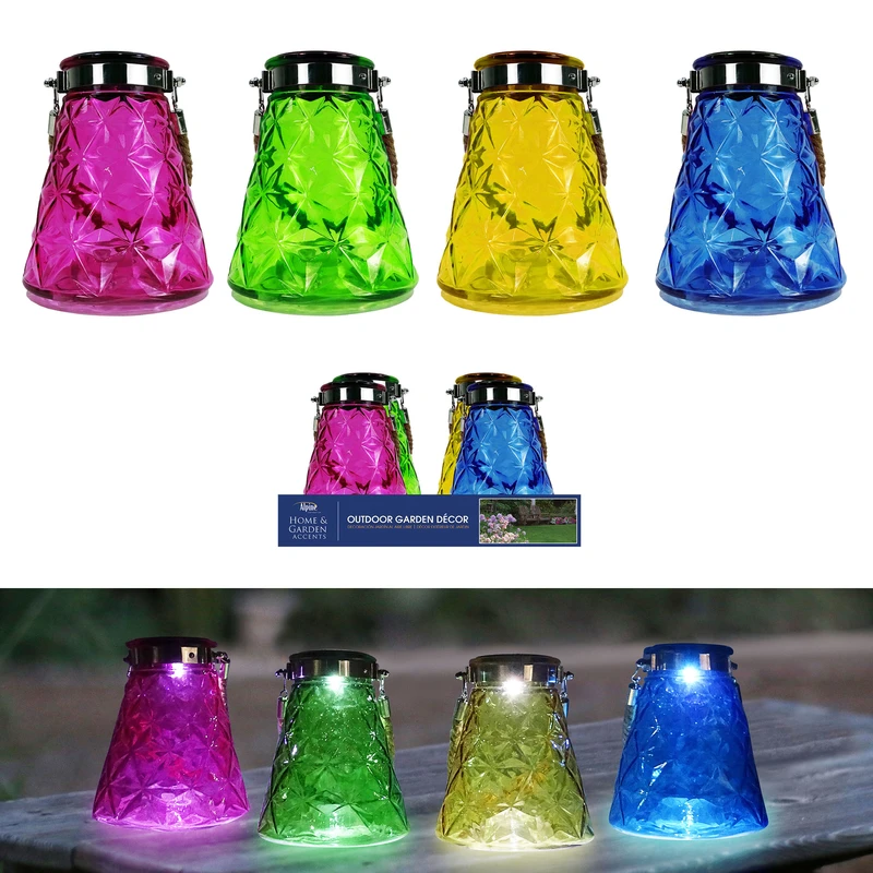 7 In. Solar Power Glass Textured Wasp Trap With Led Lights - Assorted Colors