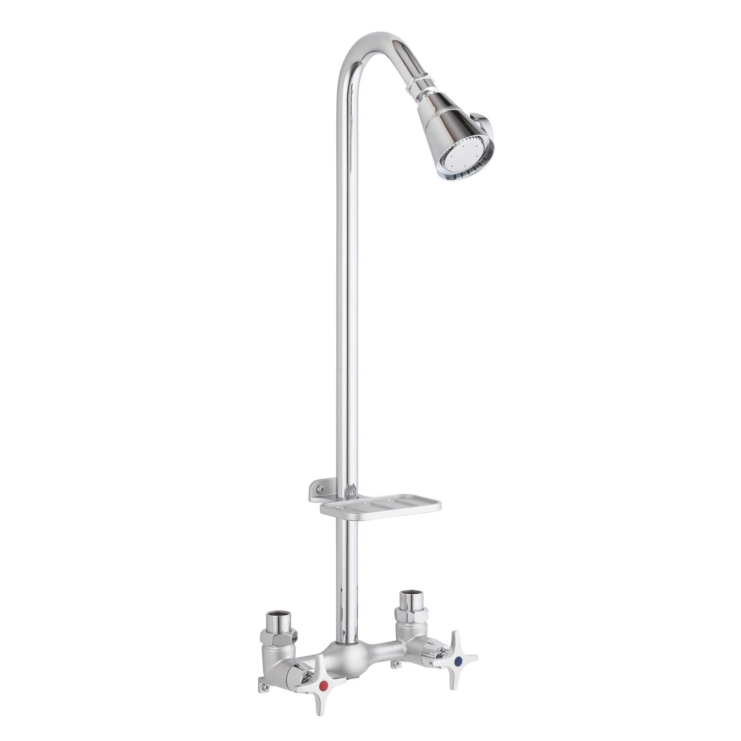 2-handle Chrome Wall Mount Tub Faucet With Lever Handles And Shower Diverter