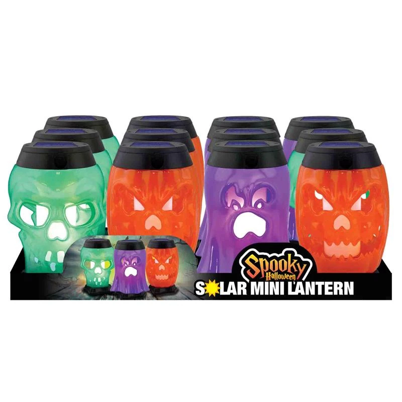 4.75 In. Solar Powered Lantern Halloween Decor With Ghost And Pumpkin Design