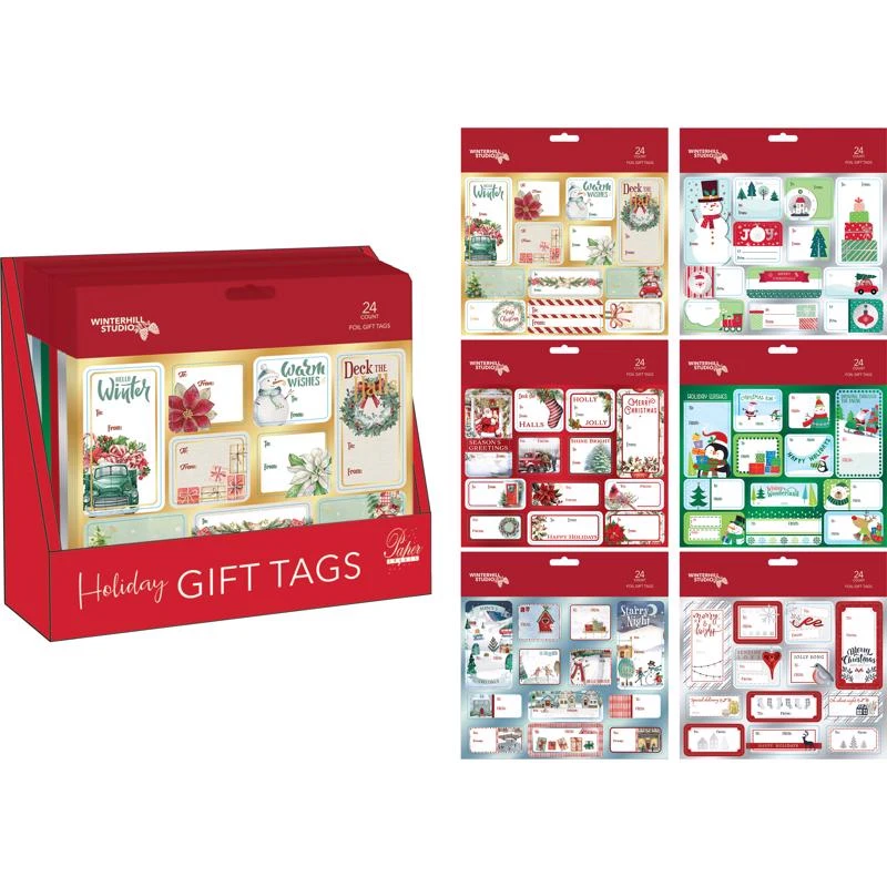 Assorted Christmas Peel And Stick Gift Tags - 24 Count, Foil Paper