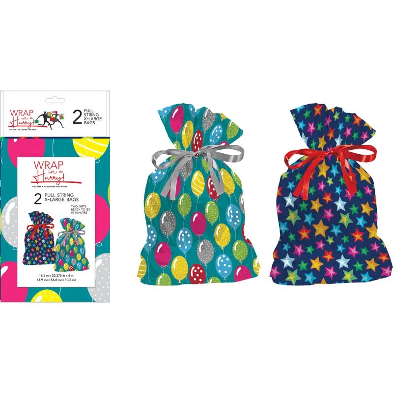 Assorted All Occasion X-large Drawstring Gift Bag - 22 In. Height