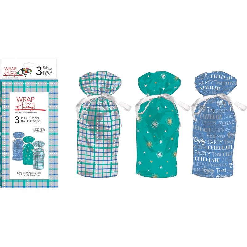 Assorted All Occasion Drawstring Gift Bag 7" X 15" - Model E3mbdgb-01