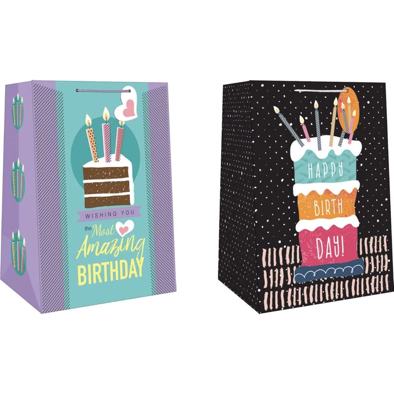 Mega Wide Jumbo Birthday Gift Bag - Assorted Colors, 19.55" X 14"