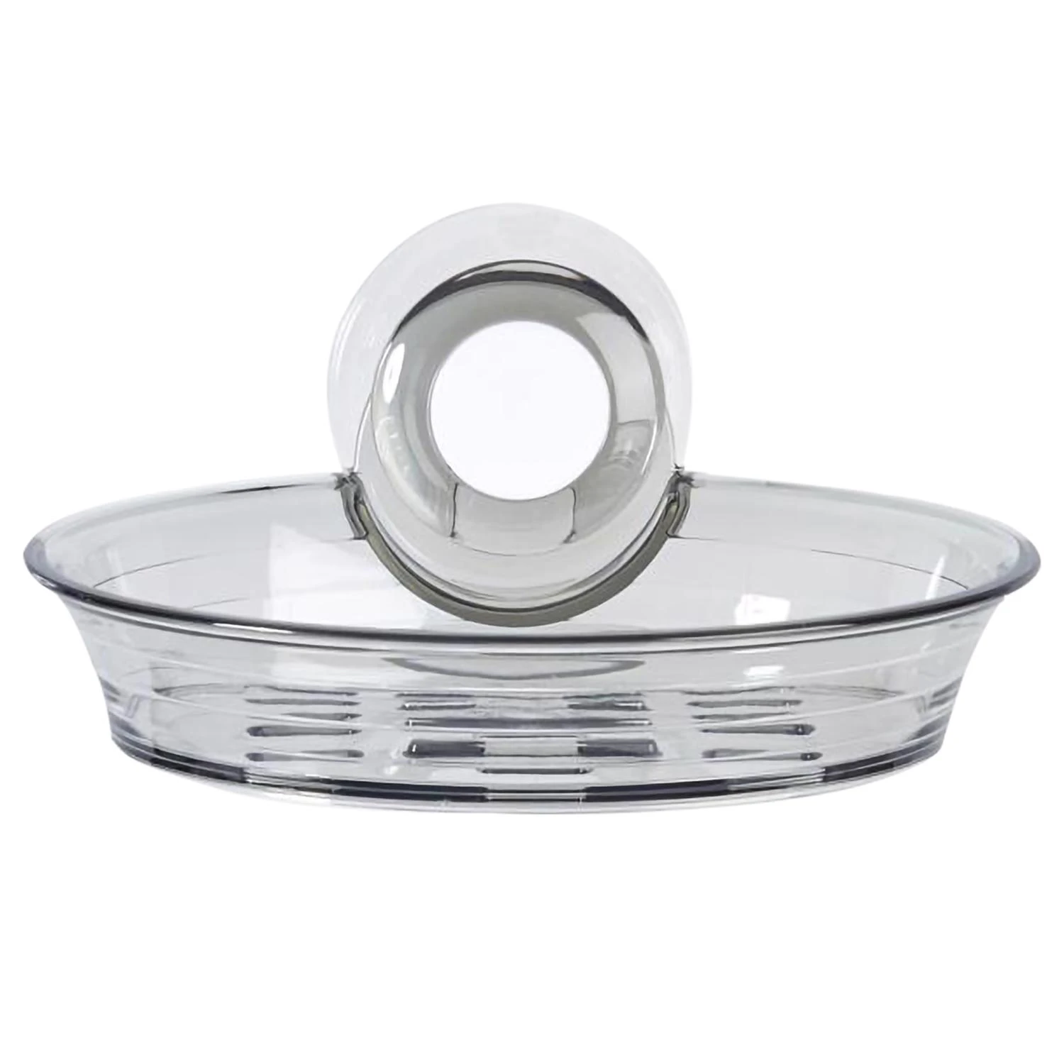 Clear Gray Suction Wall-Mount Soap Dish – Modern Plastic Bathroom Accessory
