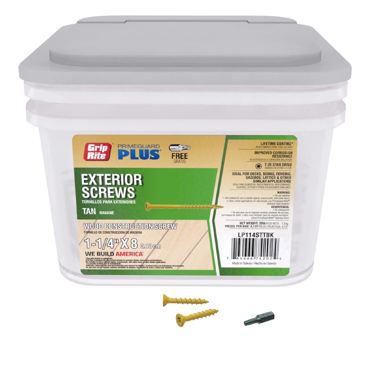 Primeguard Plus No. 8 X 1-1/4 In. Tan Star Flat Head Deck Screws 25 Lb Bucket