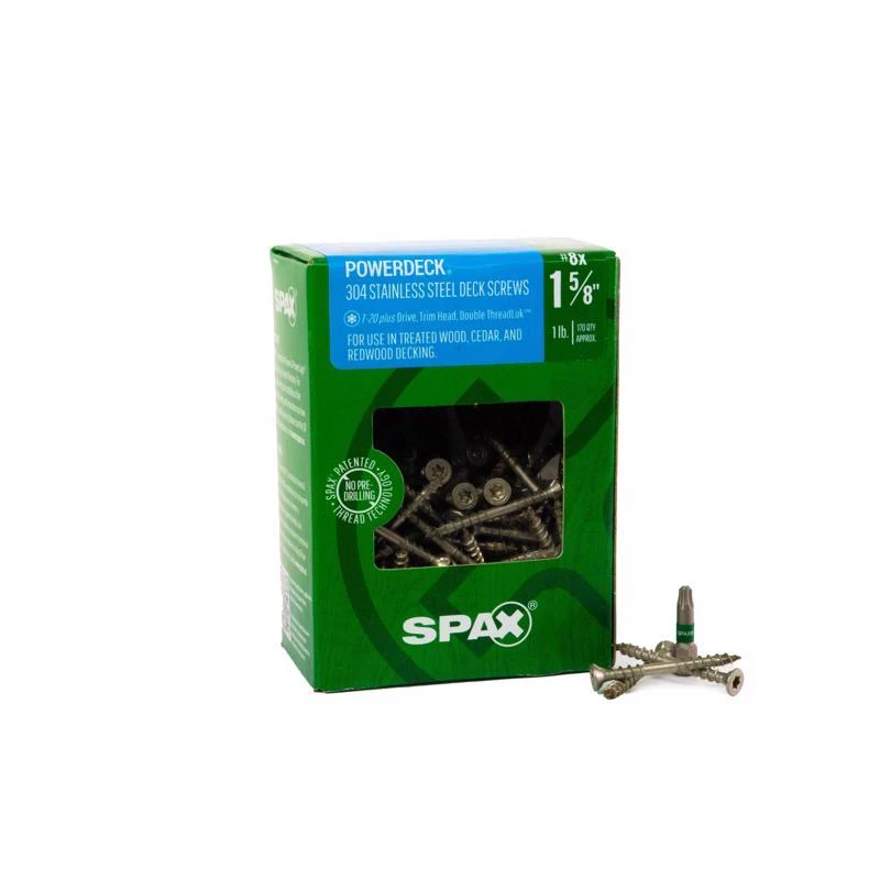 Powerdeck No. 8 X 1-5/8 Inch Silver Star Trim Head Deck Screws - 170 Count
