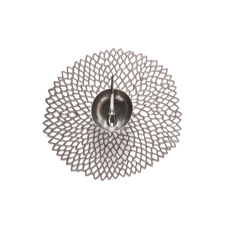 Terrastrand Gunmetal Vinyl Placemats 15 In. L X 14 In. W - Round Dahlia Design