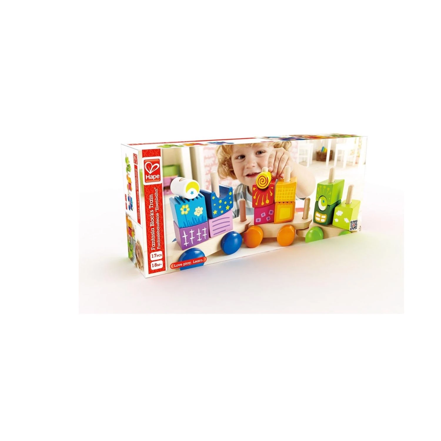 Fantasia Block Train Wooden Multicolored Set With 17 Pieces For Ages 1.5+