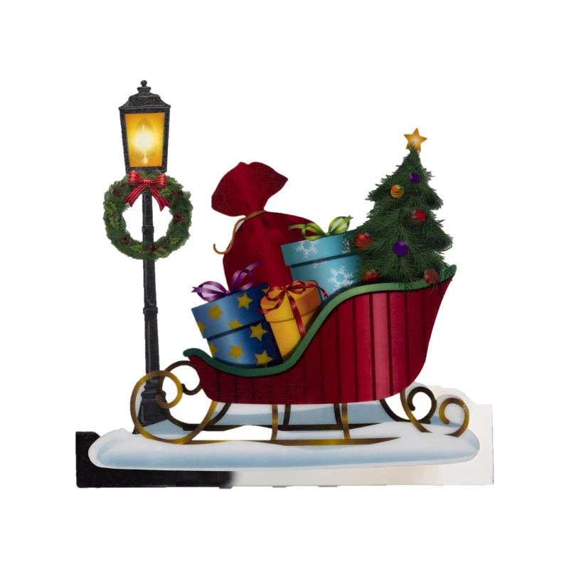 Led Multicolored Sleigh Window Clings 9.84 In. For Holiday Decor