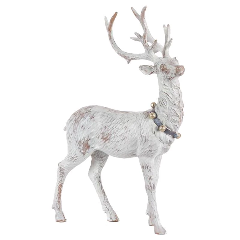 White Standing Holiday Deer Figurine 12 In. - Festive Tabletop Decor