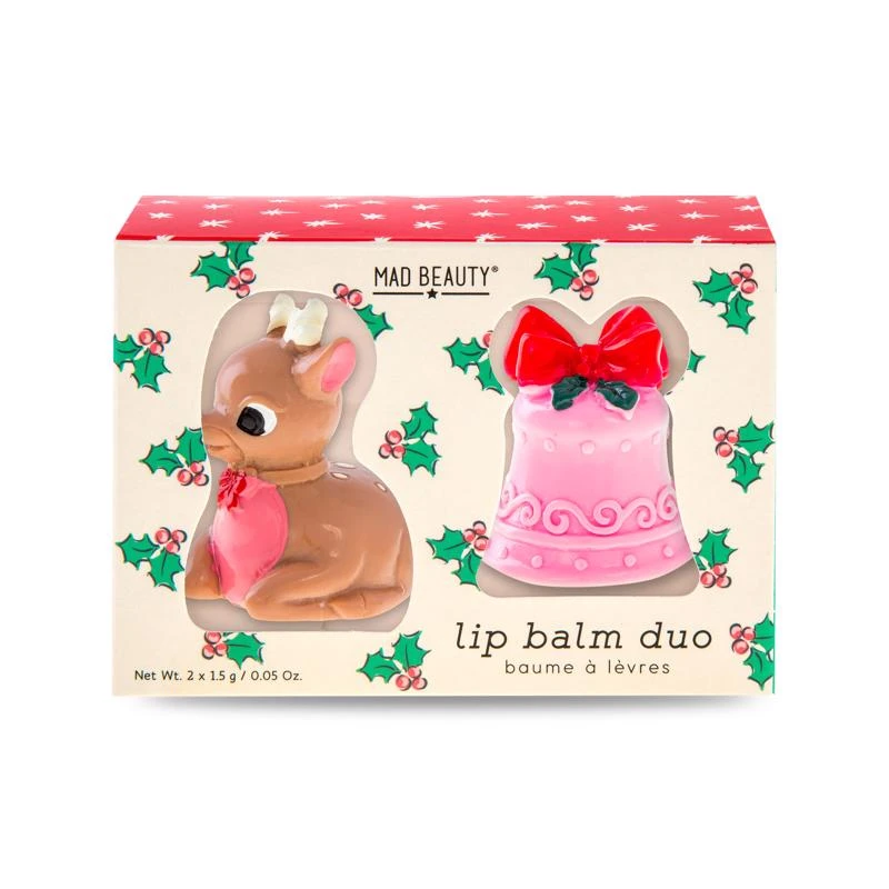 Retro Christmas Lip Balm Duo 2 Piece Set - Holiday Gift