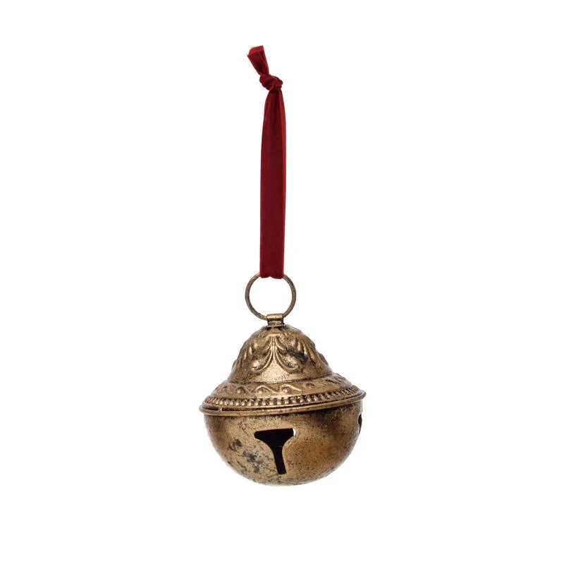 Gold/red Sleigh Bell Ornament 5 Inch - Festive Holiday Decor