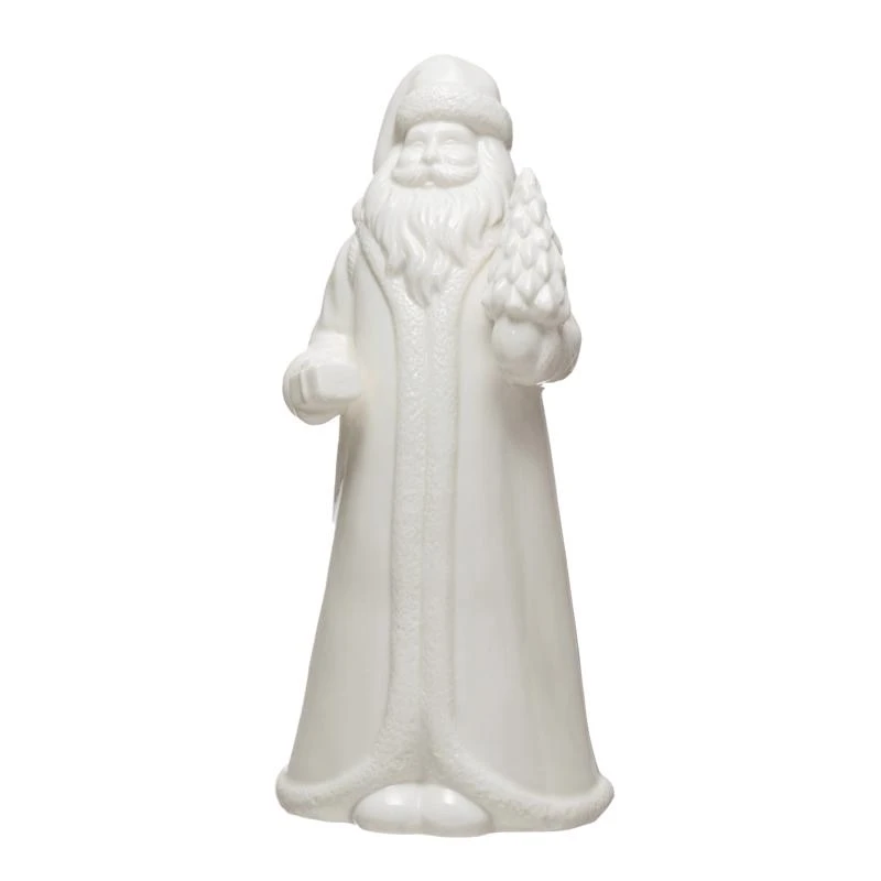 White Santa Claus Figurine 10 In. Tabletop Holiday Decor