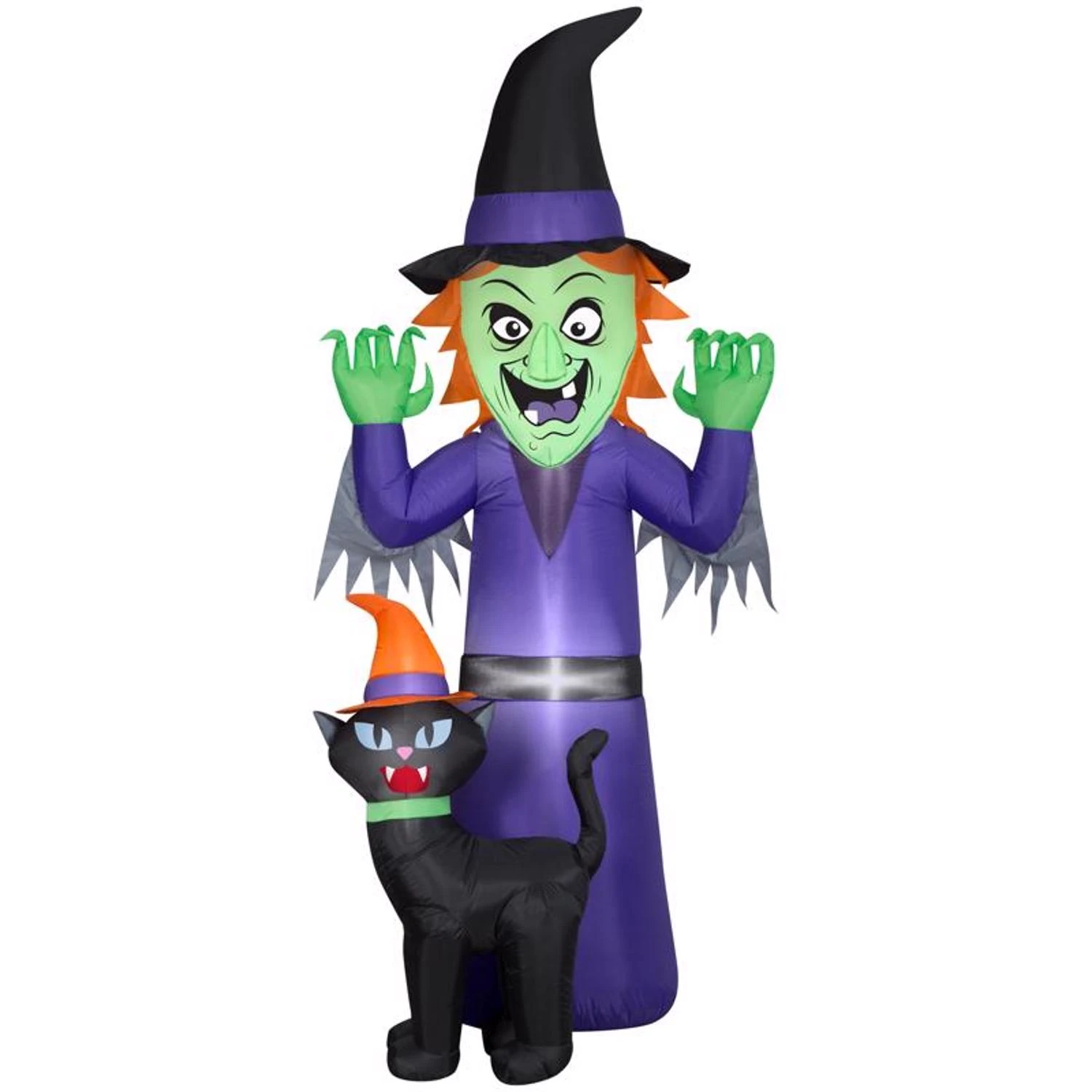 Airblown 9 Ft. Led Prelit Witch And Cat Inflatable Halloween Decoration