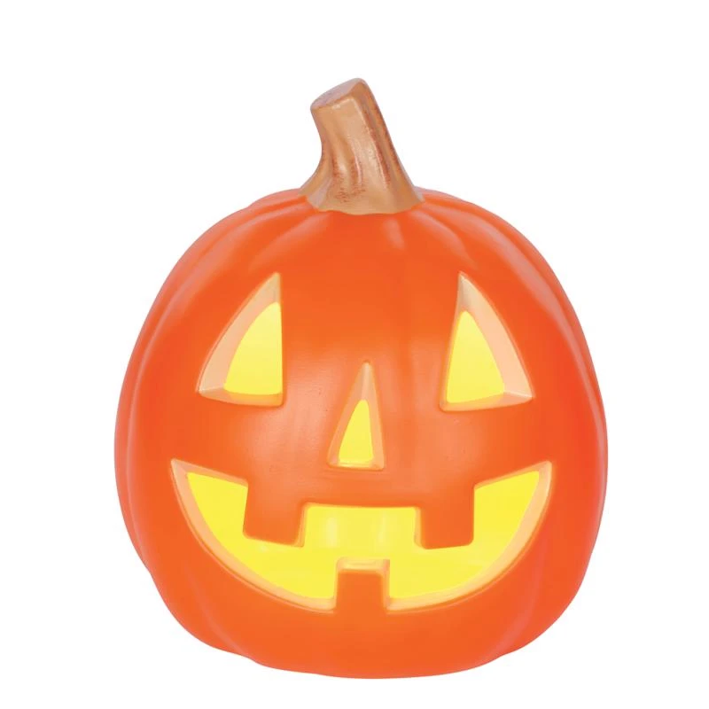 Yellow Led Prelit Pumpkin Halloween Decor 9 Inches Medium