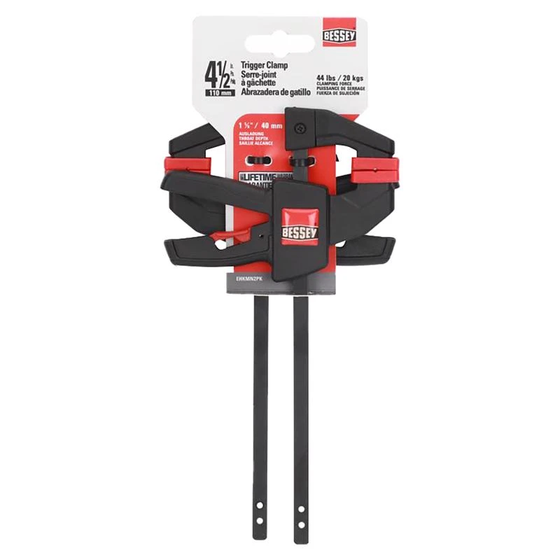 4.5 In. Trigger Clamp With 1-5/8 In. Throat Depth, 40 Lb Clamping Force, 2 Pack