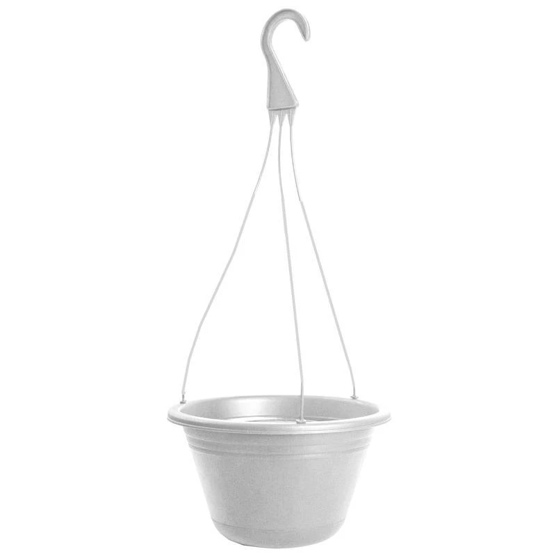 10 Inch Diameter Polyresin Round Tapered Hanging Basket In White